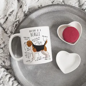 Beagle Coffee Mug, Cute Tri Color Beagle Gift, Dog Lover, Funny Gift for Her, Him, Birthday, Beagle Mom, Beagle Dad, Dog Anatomy Cup