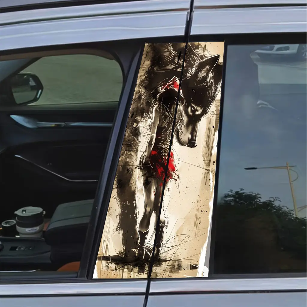 2 PCs Custom Skull Cartoon Vinyl Automobile Sticker-Durable, Easy to Stick, Rectangle Stickers Suitable for Front and Rear B- Pillar, Semi Matte Effect