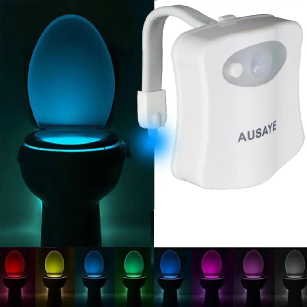 LED Toilet Night Light with Motion Sensor - 8 Multicolor Changing Toilet Bowl Light, 1 Pack Indoor Use Home Festive Decoration, Unique Christmas Gift Stocking Stuffer for Him