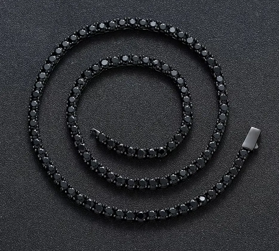 4MM Tennis Necklaces and Bracelets, Black Iced Out Chain, Hip hop Jewelry 7 - 24inch