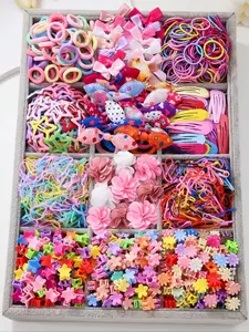 870-Piece Girls Hair Accessories Kit, Hair Accessories Sets, Assorted Bows, Flowers, Stars, Hair Ties & Barrettes, Cute Princess Collection, Everyday Styling & Gift Giving