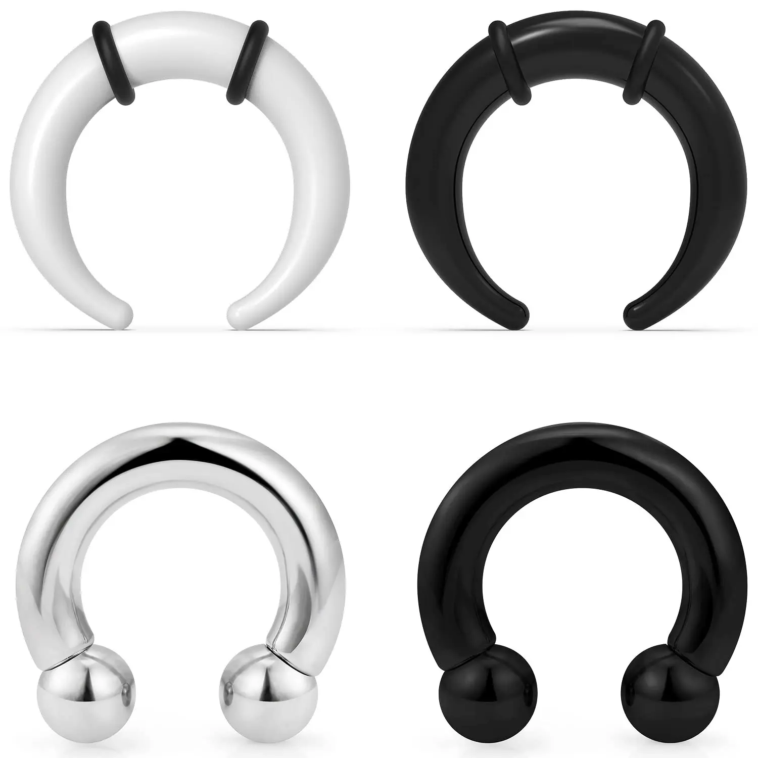 Large Septum Rings 14g 12g 8g 6g 4g Pa Ring Internally Threaded Ball Horseshoe Barbell Stainless Steel & Plastic Pincher Tapers C Shape Stretcher Expander For Women Men