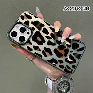 Compatible for iPhone 17 16 E Pro Max 15 Plus 14 13 12 11 XR XS Case Screen Protector Modern Leopard Print Design Shockproof Military Grade Protection