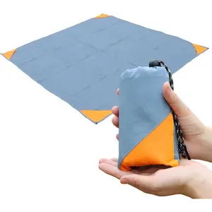 Pocket Picnic Blanket, Sandproof Lightweight Pocket Camping Tarp, 55″x60″ Foldable & Fits into Small Bag, Water Resistant Washable Quick Dry Compact Beach Mat for Outdoor Recreation