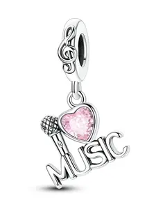 Music Lover Pendant Necklace, Exquisite Trendy Pendant, Lightweight Letter Design DIY Jewelry Accessory, Casual Trendy Jewelry, Ideal Gift for Girlfriend on Valentine's Day/birthday, Letter Charm