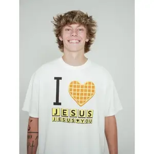 Men's 100% Cotton Round Neck Shortsleeve Graphic Tshirt - Bryce Crawford Merch, Unisex Casual Clothes, Inspirational "I Love Jesus Jesus Loves You" Quote, TikTok Viral Grunge Comfort Colors Waffle Top