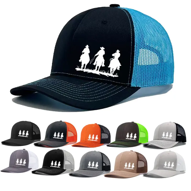 Western Cowboy Trucker Hat with 3-Rider Silhouette, Vintage Unisex Adjustable Outdoor Cap with Breathable Mesh Back, Baseball Cap Adjustable, Bold Graphic Hats, Casual Hat