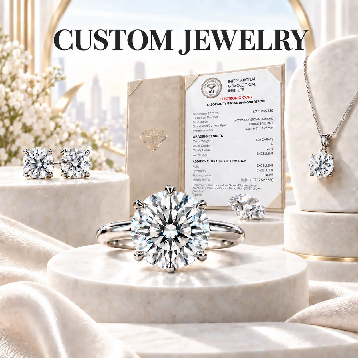 Custom Jewelry with IGI-Certified Lab-Grown Diamonds – Rings, Earrings, Pendants and More