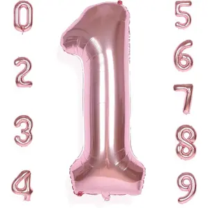 40 Inch Big Rose Gold 1 Balloon Number Large Foil Helium Number Balloons 0-9 Jumbo Giant Happy 1st Birthday Party Decorations for Boy or Girl Huge Mylar Anniversary Party Supplies