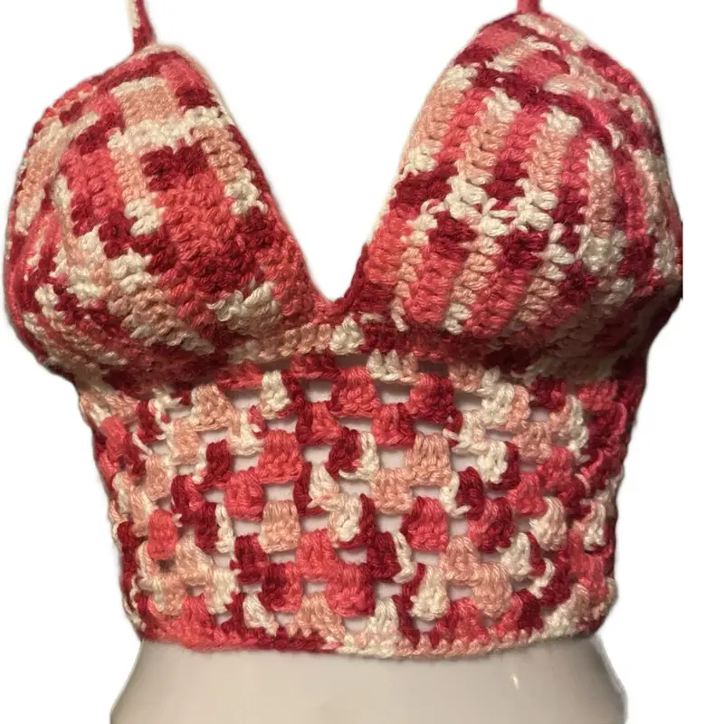 Crochet Crop Top for Women, Breathable Handmade Knit Sleeveless Summer Top  1 small and 1 medium available