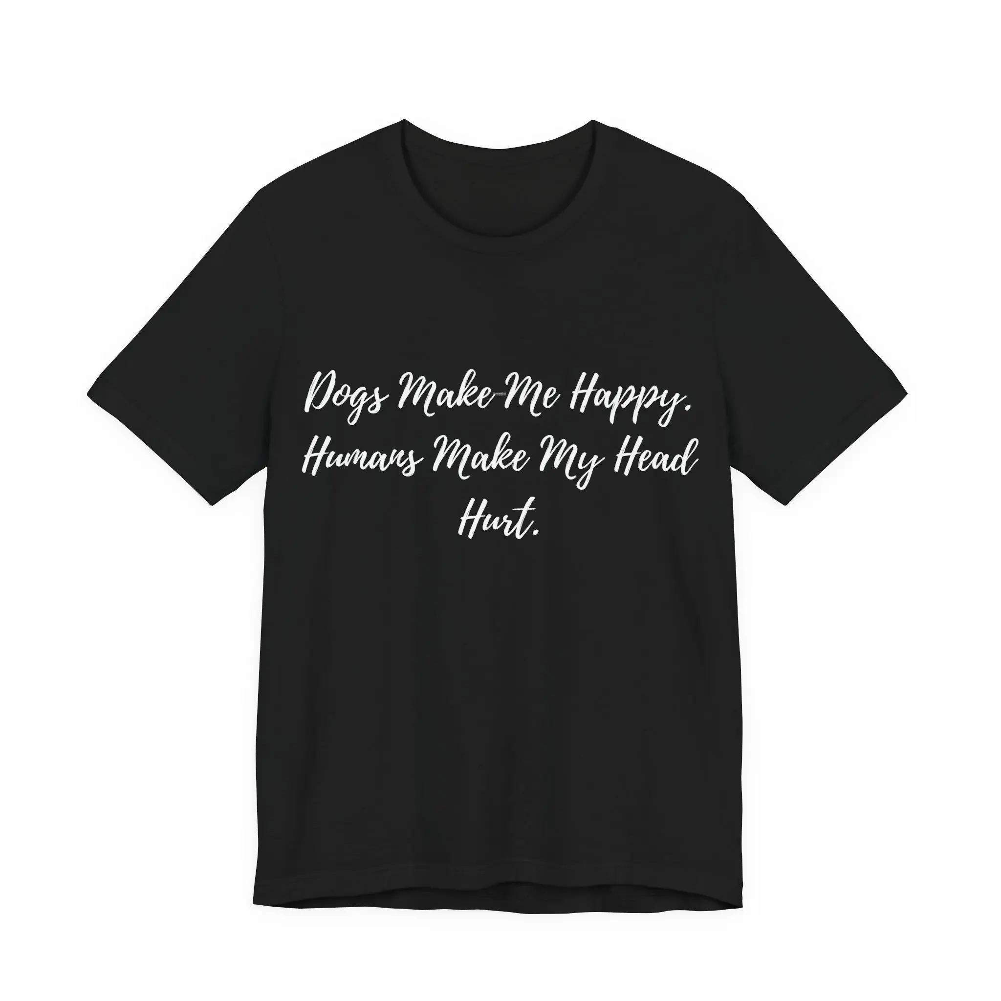 Unisex Graphic T-Shirt - "Dogs Make Me Happy, Humans Make My Head Hurt" Print, Casual Menswear Top