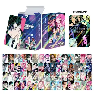 124PCS Alien Stage Laser LOMO Cards Set - Game Character 3-inch Anime Photo Cards with Bonus Stickers for Fans Collection