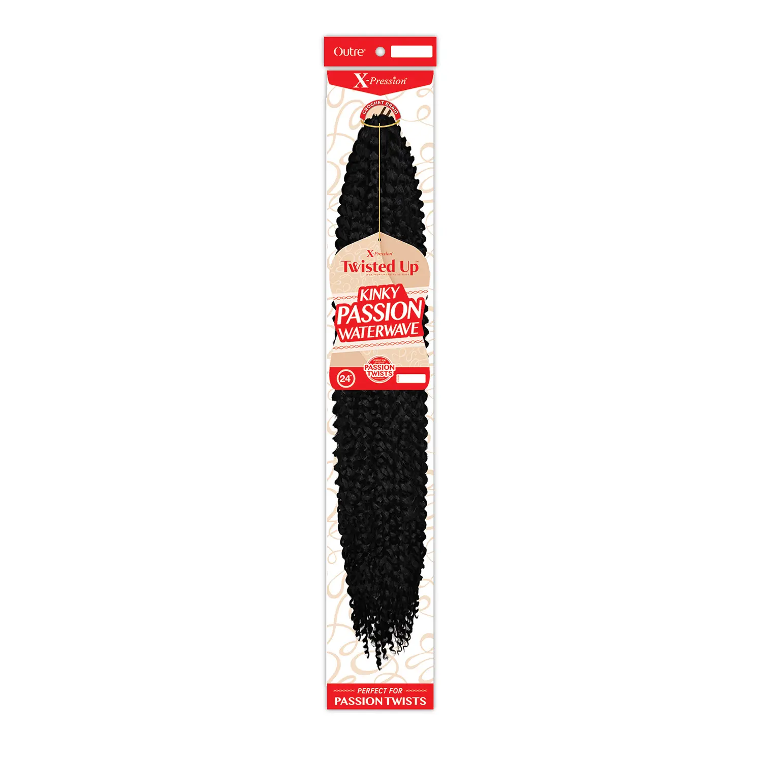 Outre X-Pression Twisted Up Crochet Braid Style Synthetic Hair Pieces - 24" Kinky Passion Water Wave Curly Braided Synthetic Extensions & Pieces