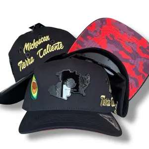 Michoacan Hat with Embroidery on Sides SnapBack Cap, Black Plate Front Logo