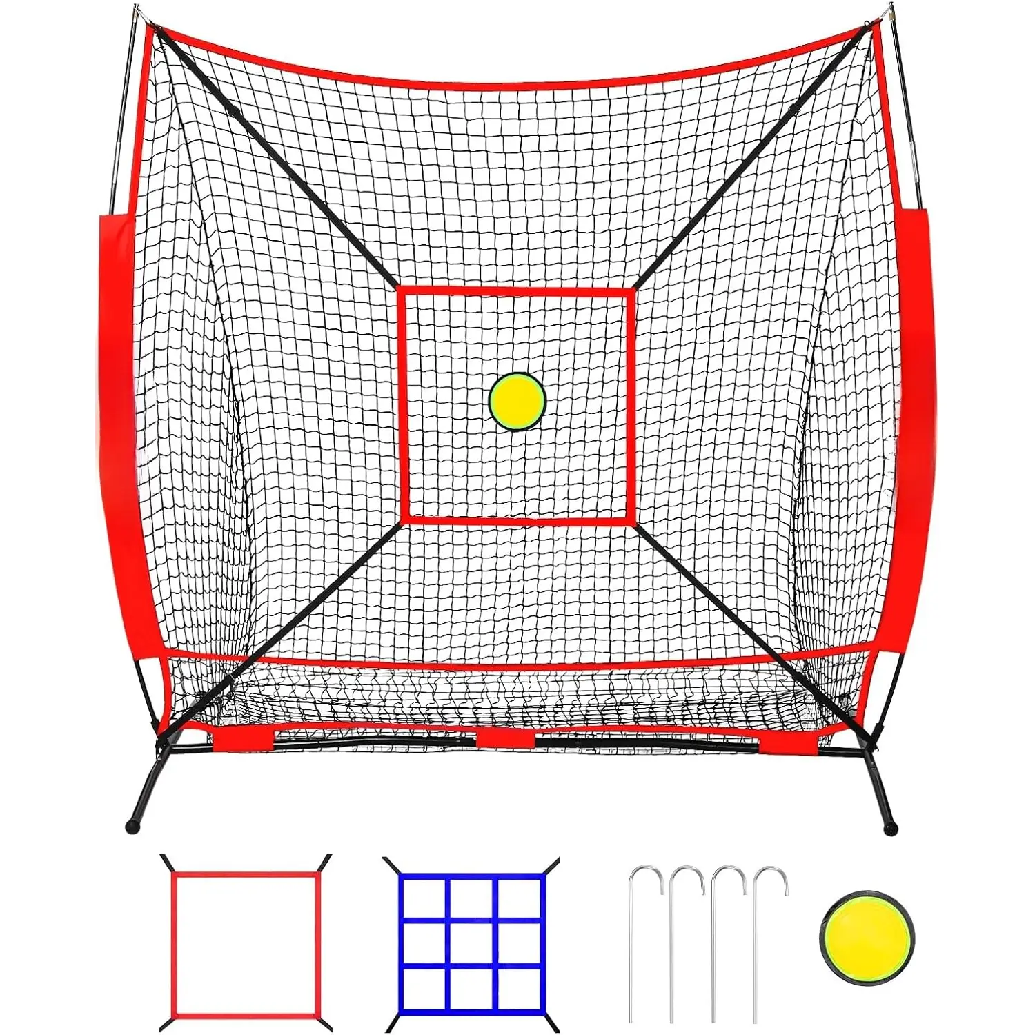 6 x 6 FT Baseball Net with 3 Diffferent Targets, Portable Practice Net for Batting,Hitting,Pitching and Throwing,Compact Package with Small Carrying Bag, for