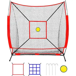 6 x 6 FT Baseball Net with 3 Diffferent Targets, Portable Practice Net for Batting,Hitting,Pitching and Throwing,Compact Package with Small Carrying Bag, for