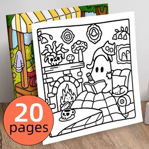 1PC Cozy Friends Adult Coloring Book, 20 Pages, Party Holiday Gift,  Stress Relief Fill-In Drawing Book