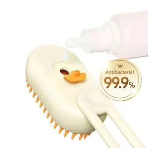 PetGroomer  Antibacterial 99.9% Pet Grooming Brush with Steam Massage & Hair Removal for Cats Dogs & Other Furry Friends Ergonomic Design Detachable Head Safe Grooming Tool