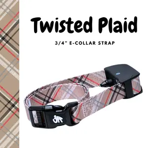 3/4" Replacement E-Collar Strap – Soft, Lightweight Polyester | Adjustable Fit 12"–26" Neck | Twisted Plaid