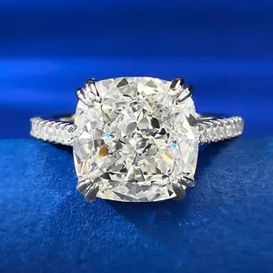 S925 Sterling Silver Ice Flower Cut Square Ring 10*10mm 8A Cubic Zirconia Ring fashion jewelry accessory woman girl promise ring-380