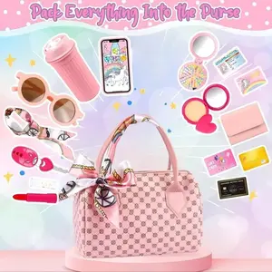 Simulation Girls Handbag Toy, 1 Box Pretend Play Phone & Wallet & Makeup Toy & Other Accessories, Birthday Gift for Girls, Kids Vanity, Pretend Play Set