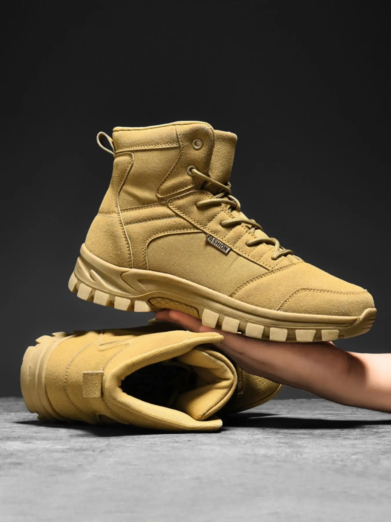 Men's Lace Up High-Top Hiking Boots, Lightweight Casual Sporty Combat Boots, Outdoor Mountaineering Shoes for All Seasons