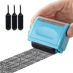 LZDJTQ Privacy Protection Roller Stamp Set, Blue Personal Data Blocker Stamp with 3 Refill Inks, Confidential Information Shield for Address/SSN/Bank Statement, Office Security Tool