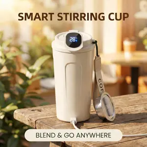 Self Stirring Sports Water Bottle with Temperature Display - USB Rechargeable Auto Mixing Mug for Gym Protein Shakes, Camping zalea master