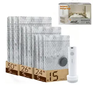 【2026 Upgraded】 X7 Vacuum Compression Storage Bags with USB- VacuumBags for Travel with Rechargeable air Pump, 15 Pack Carryon Size Compression Packing Bags for Luggage andSuitcase,Space Saver for Clothes