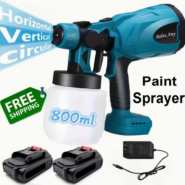 High-pressure Spray Painting Machine Electric Vacuum HVLP Spray Gun, 3 Spraying Modes, Water Tank Capacity 27 Ounces, Easy to Clean, Suitable for Home Decoration, Furniture, Cabinets, Fences, Walls, Doors  Spray Painting Cordless Copper Motor Paint