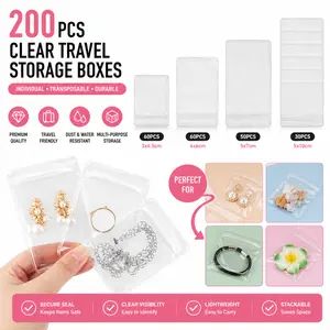 200PCS Clear Travel Jewelry Storage Boxes – Individual Transposable Plastic Boxes for Earrings, Necklaces, Rings & Small Accessories