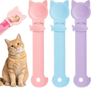 3 Pcs Cat Treat Spoon Squeeze, Multi Function Cat Treat Dispenser Strip Feeder Spoon, Cute Lickable Wet Food Dispenser for Churu Paste Liquid Snack Puree Pet Supplies(3 Color)
