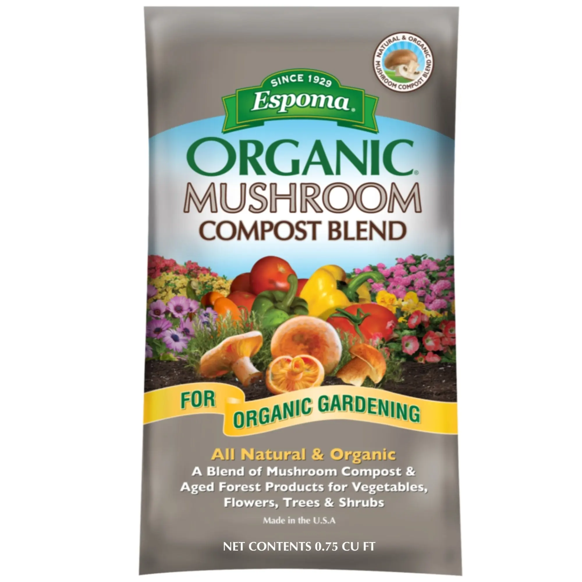 Espoma Natural and Organic Mushroom Garden Compost Blend, 0.75 sq ft