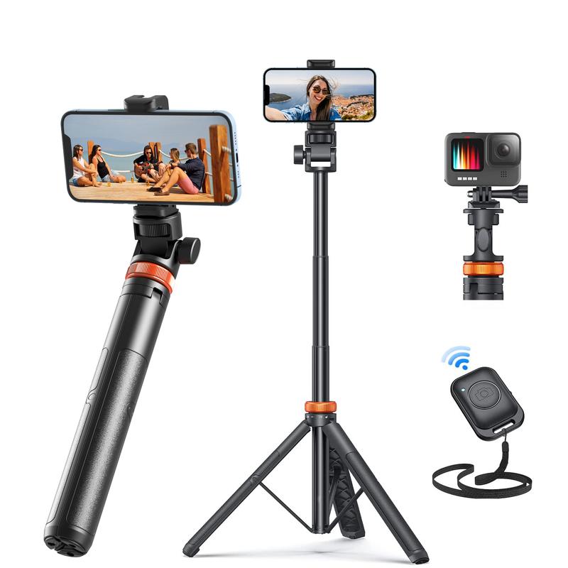 61" Phone Tripod for iPhone/Android & Selfie Stick with Remote, Upgraded Stand, Compatible with iPhone 16/15/14/13, Travel-Friendly & Stable