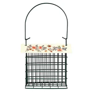 Single Cake Suet Cage Bird Feeder - Floral