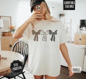 Bow Trio Comfort Colors Shirt, Trendy Women's Tshirt