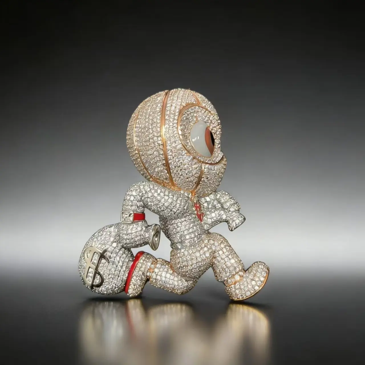 Glamorous Mascot Pendant for Male, Funky 2-Tone Hip Hop Jewelry with Iced Out Zirconia, Customizable Metal Decor Ornaments, Hip Hop Enthusiasts, Statement Accessories, Unique Gifts For Man, Collectibles, Metallic