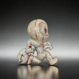 2172 Oversize Iced Out Hip Hop Rapper Two Tone Mascot Figurine Bling Pendant Chain Decor Statement Accessories customizable with engraved letters, logos or patterns Ornaments