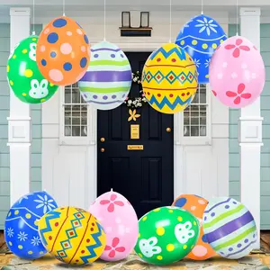Outdoor Easter Decorations, 12 Pack 18 Inch Inflatable Blow Up Easter Eggs, Hanging Holiday Party Decor Kit for Home and Yard