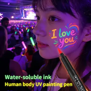 12-Color UV Art Markers, Water-Soluble Ink, Fast-Drying, Washable, Adjustable Tip, Vibrant Colors Under UV Light, Ideal for Events, Tattoos, Nail Art