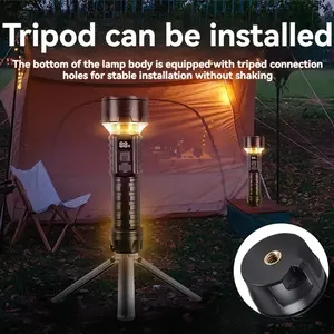 Portable Rechargeable Camping Light with Tripod, High Lumen LED Spotlight and Floodlight, Waterproof Emergency Lamp for Tent and Outdoor Adventure