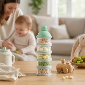 5-Layer Milk Powder Storage Container, Portable Travel Detachable Box, Snack Organizer, Baby Food Dispenser, Kitchen Essentials