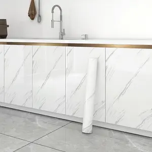1 Roll Self-Adhesive Window Sill Sticker - Marble Pattern Vinyl Modern Glossy Surface, Easy Peel and Stick Installation Suitable for Various Surfaces, Doors, Cabinets, Thresholds - Modern  Marble Window Upgrade Home Decor Single
