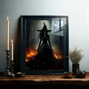 Witch Pattern Canvas Painting without Frame, 1 Count Modern Wall Art Painting, Decorative Painting, Wall Art Decor for Home Living Room Bedroom Office School