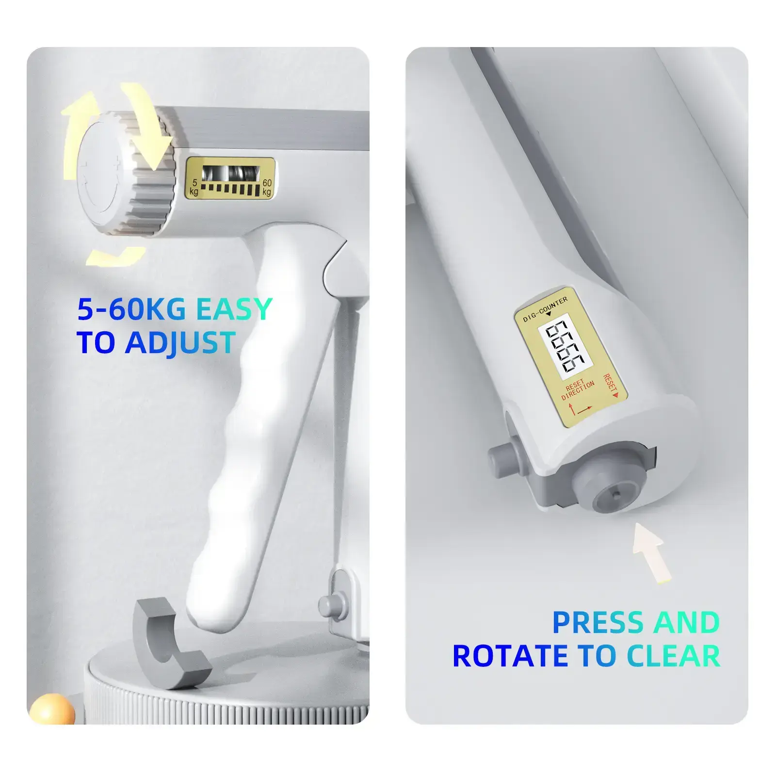 High quality 2-in-1 adjustable smart grip and finger grip with digital counter -5kg to 60kg resistance, high-quality carbon steel spring, ergonomic anti slip handle for comprehensive hand and forearm trainingRAIMENTRY High quality 2-in-1 adjustable smart grip and finger grip with digital counter -5kg to 60kg resistance, high-quality carbon steel spring, ergonomic anti slip handle for comprehensive hand and forearm trainingRAIMENTRY