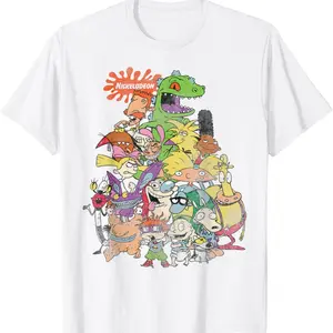 Nickelodeon Classic 90s Cartoon Character T-Shirt T-Shirt Crewneck Top Menswear Black Breathable Tee