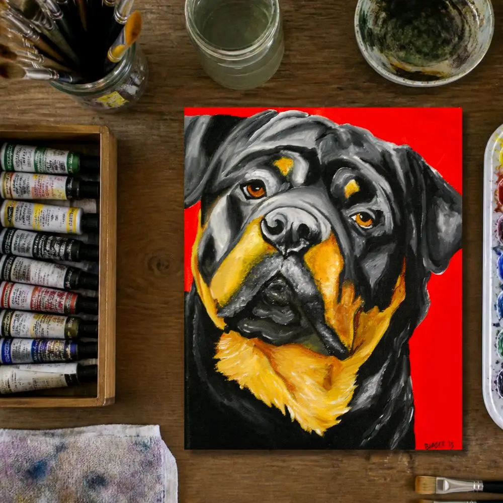 Pet Portrait 5x7 | Original Personalized Custom Acrylic Commission Painting on Canvas w/ Time-Lapse Video Dog Art Home Décor or Cat Lover Gift
