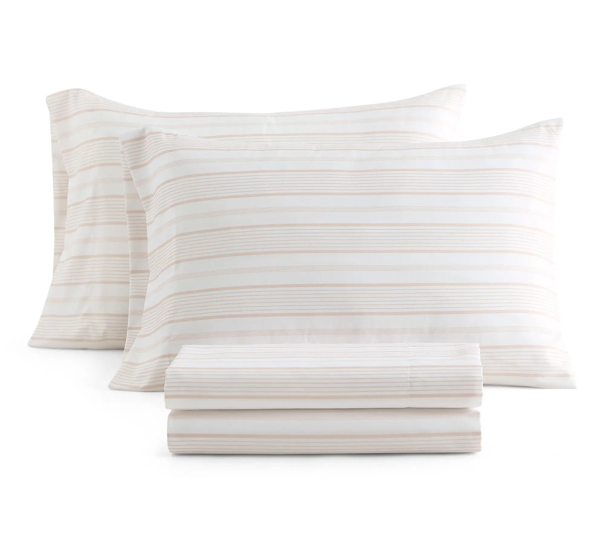 Martha Everyday Madison Stripe Light Pink Kin g Sheet Set