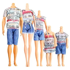 Simulation Doll 5-Piece Set Parent-Child Couple Fashion Clothes, Unisex Stylish for Family Matching, Trendy Clothing for Couples