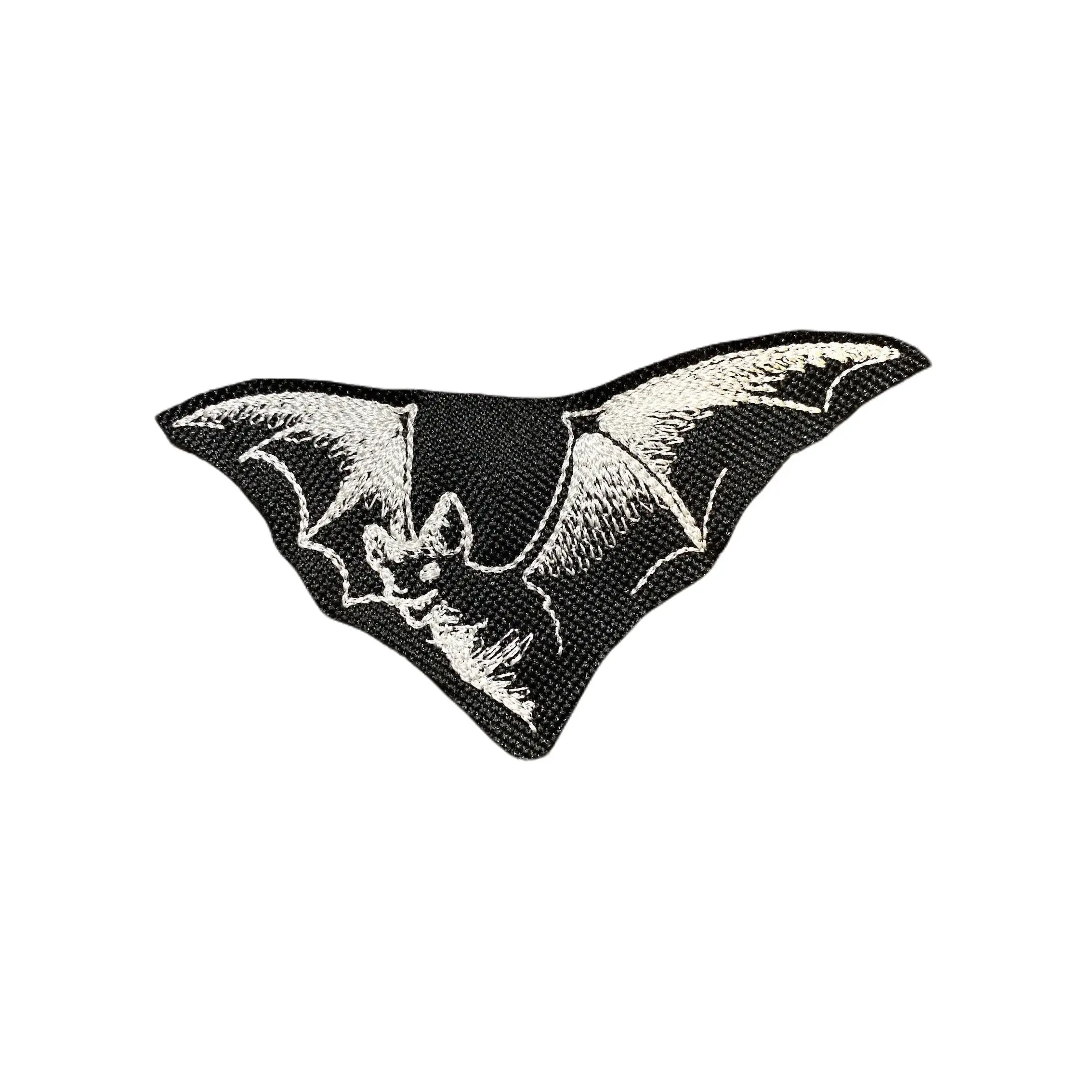 Gothic Bat Handmade Embroidered Patch Applique - 3.86"x2.09" Small Size Iron-On-Sew On Fabric Accessory, Stylish Design Sewing Supply for Daily Wear, Halloween Spooky Vibe